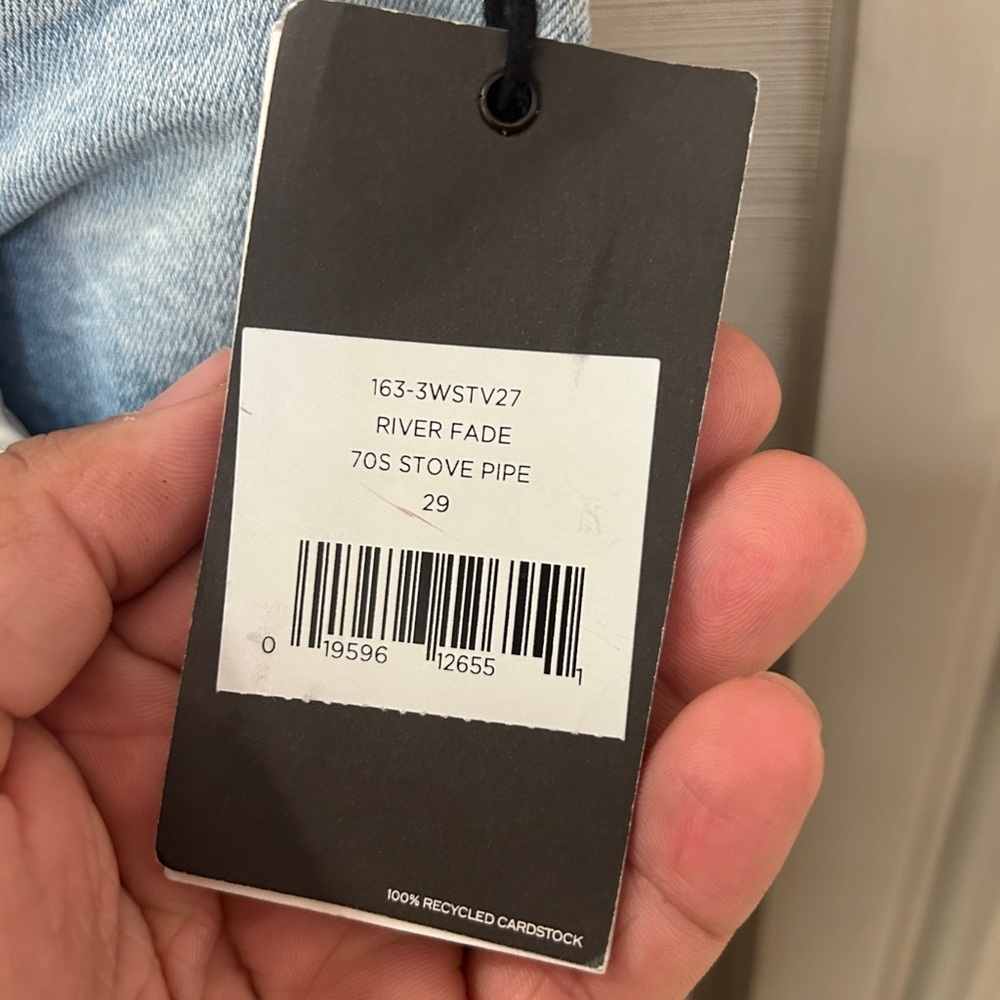 NWT size 29 Re/done Stove Pipe light wash Jeans Riverfade 96% Cotton - Picture 7 of 11